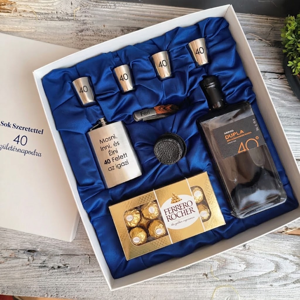 Exkluziv-Agyas-palinka-keszlet-40.-szuletesnapra-ferfiaknak Exkluzív Ágyas pálinka készlet 40. születésnapra férfiaknak - Image 1