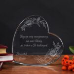 Szülőköszöntő üveg szív 3D thin gravírozással esküvőre
